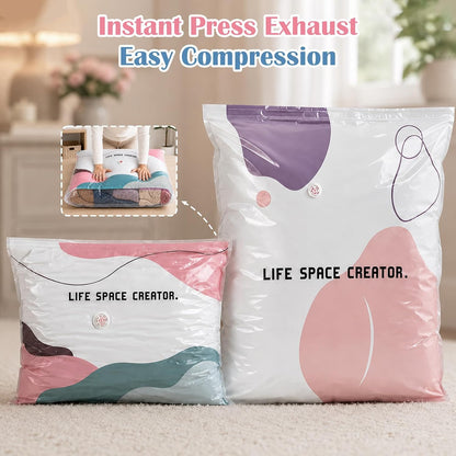 No Pump Vacuum Storage Bags 4Pk (2L+2M) Large Capacity