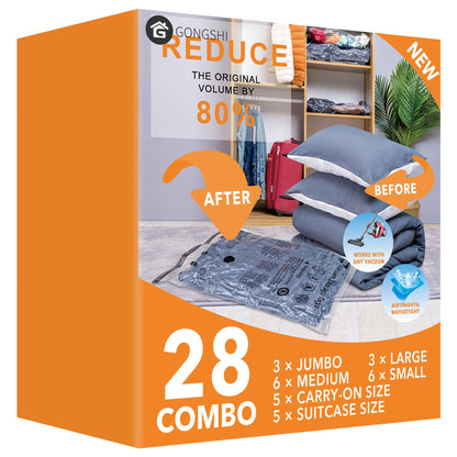 GONGSHI Vacuum Storage Bags for Clothing, 12-Piece Set