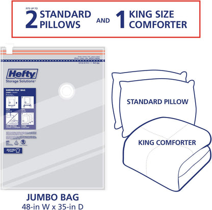 Shrink-Pak Space Bags Vacuum Storage Bags for Bedding Jumbo Compression 3 Pack Clear for Comforters Blankets (3 Jumbo/Bedding Solo)