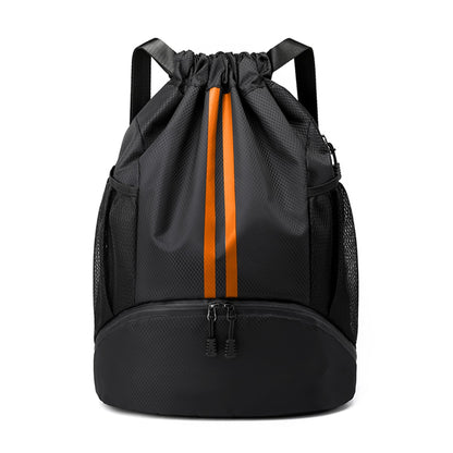 JELUTAR Drawstring Backpack Gym Bag with Shoes Compartment, Black