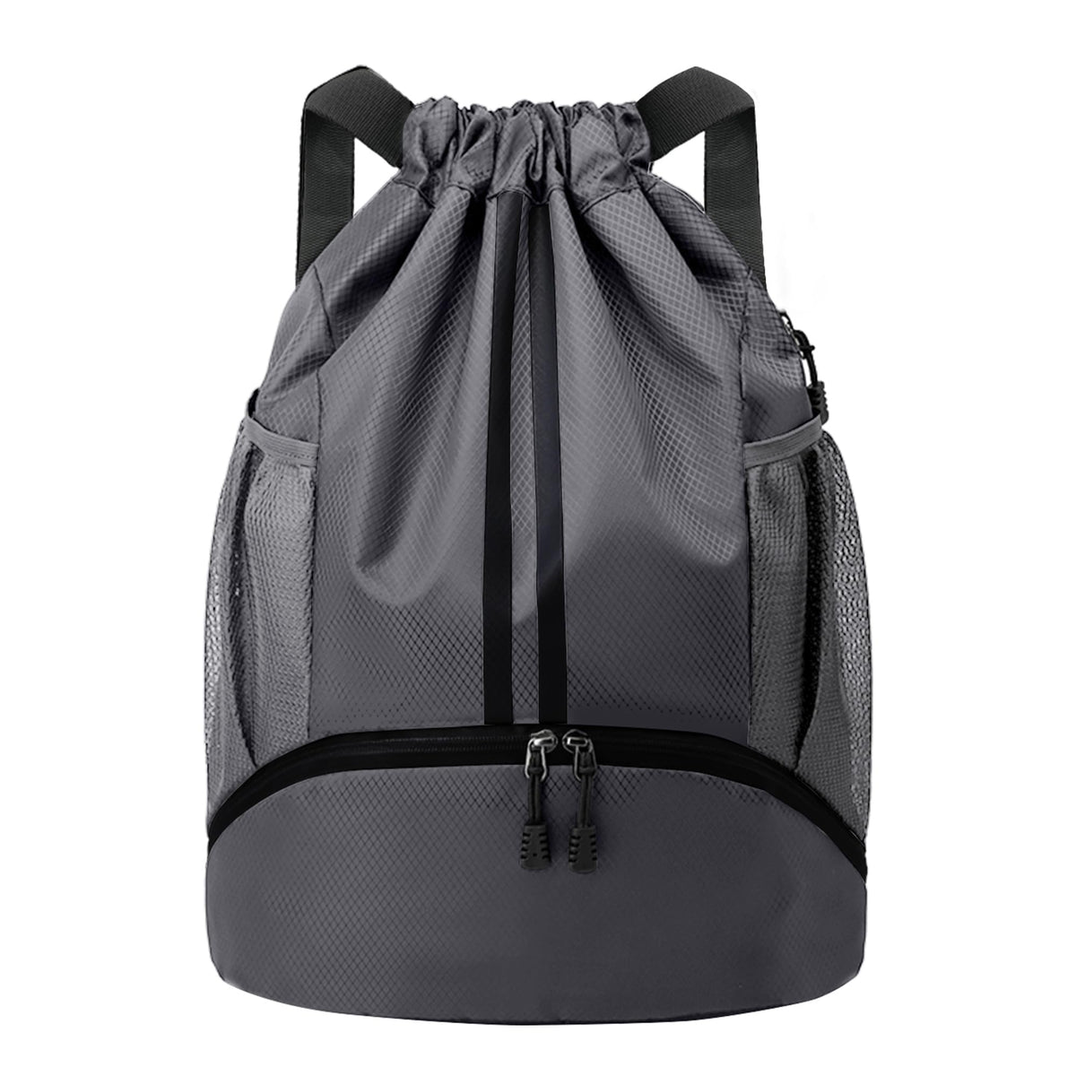 JELUTAR Drawstring Backpack Gym Bag with Shoes Compartment, Black