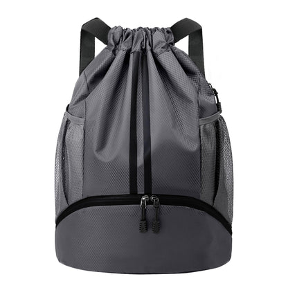 JELUTAR Drawstring Backpack Gym Bag with Shoes Compartment, Black