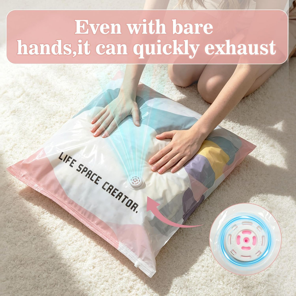 6 Pack No Pump Vacuum Storage Bags, (L/XL) Cube Compression Vacuum Bags for Clothes, Upgrade Space Saver Bags for Comforters Blankets Bedding Seasonal and Moving