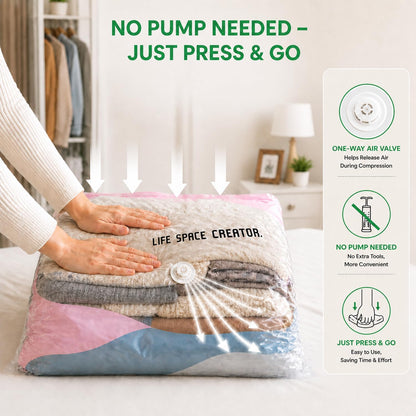 No-Pump Vacuum Storage Bags 3D Cube Space Saver Bags (5PCS, M)