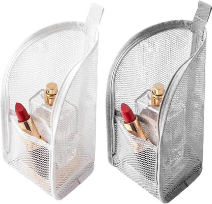 Standing Toiletry Bag, 2026 Upgrade Mesh Large Capacity Cosmetic Waterproof Bag, Portable Lightweight Travel Toiletry Bag Water Resistant Toiletries Storage Bag (White+Black 2Pack)