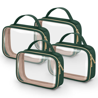 Wedama TSA Approved Toiletry Bag, 3 Pack Clear Makeup Bags with Handles, Quart Size Clear Toiletry Bags, PVC Cosmetic Bags for Women and Men, Carry on Airport Airline Compliant Bag, Black