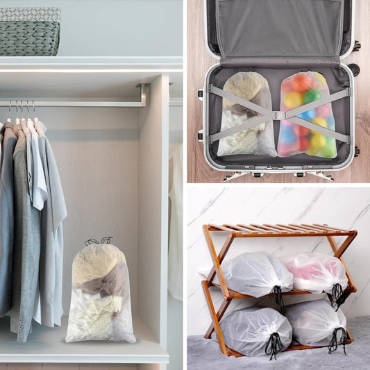 PLULON 32 Pcs Clear Shoe Bags for Travel, Clear Travel Shoe Bag for Storage