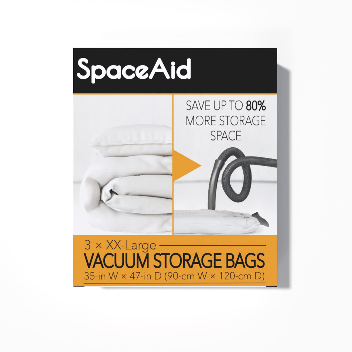 SpaceAid Jumbo Vacuum Storage Bags, Space Saver Sealer Compression Bags for Comforters, Blankets, Pillows, Bedding, Clothes (X-Large 3 Pack)