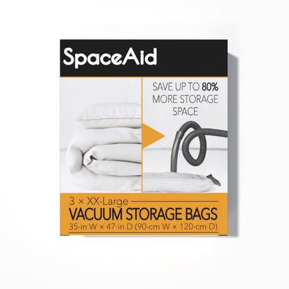 SpaceAid Jumbo Vacuum Storage Bags, Space Saver Sealer Compression Bags for Comforters, Blankets, Pillows, Bedding, Clothes (X-Large 3 Pack)