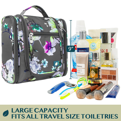 PAVILIA Toiletry Bag Travel Bag for Women Men, Hanging Cosmetic Organizer, Water Resistant Makeup Bag for Accessories Toiletries, Large Travel Essentials Kit