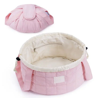 Narwey Barrel Drawstring Makeup Bag Large Cosmetic Bag Make up Bags Women and Girls Toiletry Organizer for Travel Toiletries Accessories Essentials,backpacks for school,cute backpacks for school,bookbag,school backpack,sohochic