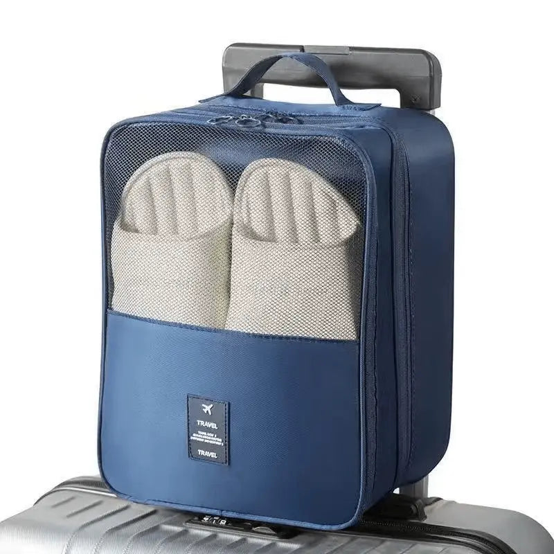 Travel Shoe Storage Organizer Bag, Large Capacity 3-Pair Hold with Dustproof PVC Cover, Breathable Fabric, and Handle