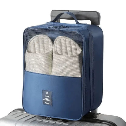 Travel Shoe Storage Organizer Bag, Large Capacity 3-Pair Hold with Dustproof PVC Cover, Breathable Fabric, and Handle