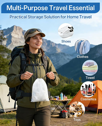 100 Pack Travel Shoe Bags, Waterproof Clear Shoe Storage Bags with Drawstring, Large Portable Shoe Organizer for Packing, 15.7 x 11.8 Inch Travel Essentials for Women and Men (Translucent)