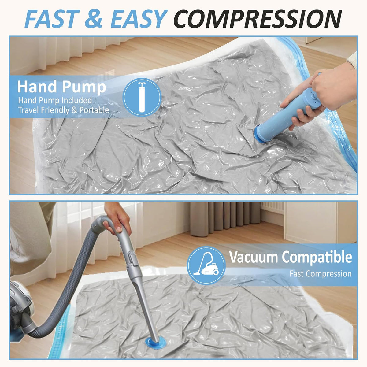 Vacuum Storage Bags with Hand Pump, Vacuum Seal Space Saver Bags,12 Large