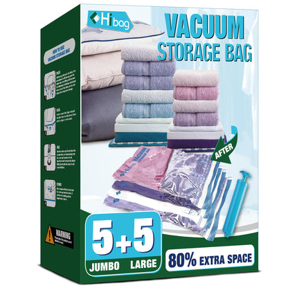 10 Jumbo Vacuum Storage Bags for Bedding, Vacuum Seal Bags for Clothing