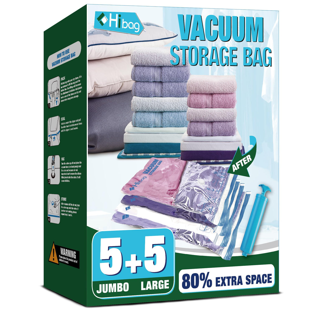 12 Jumbo Vacuum Storage Bags for Bedding, Vacuum Seal Bags for Clothing