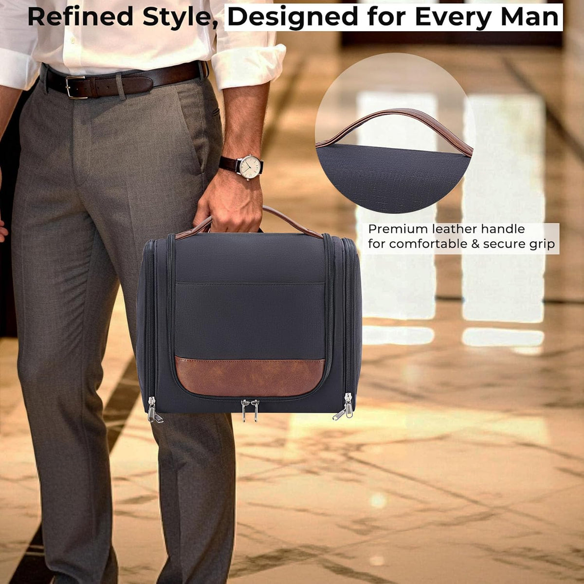 Ralnitote Toiletry Bag for Men, Large Hanging Travel Toiletry Bag, Black