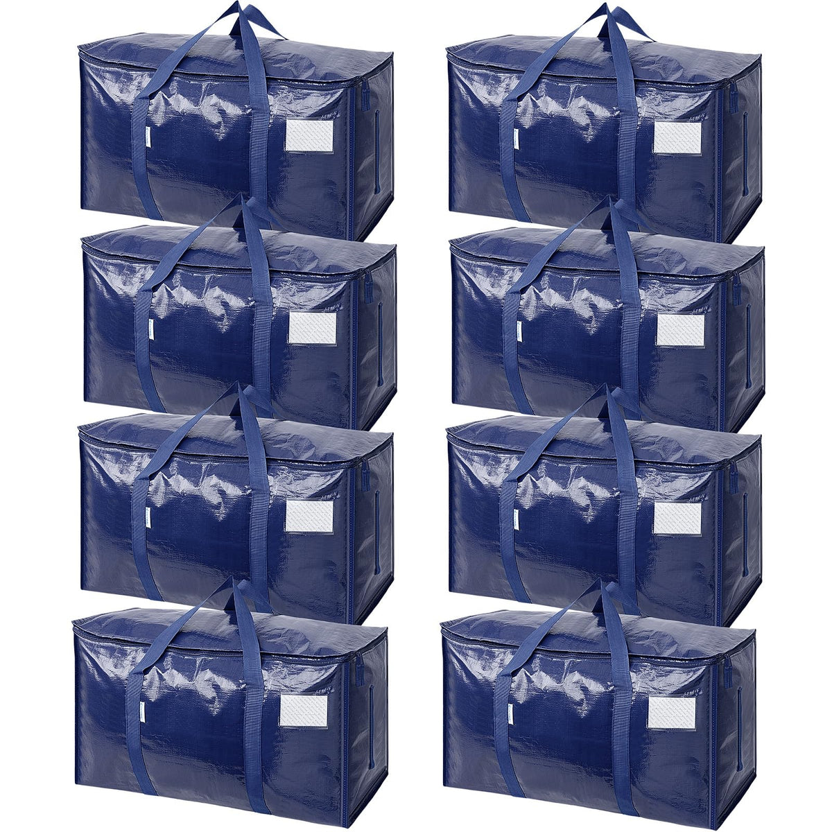 TICONN 6 Pack Extra Large Moving Bags Heavy Duty with Zippers & Carrying Handles, Durable Storage Bags Moving Boxes for Closet Organizers and Storage (6 Pack, Blue)