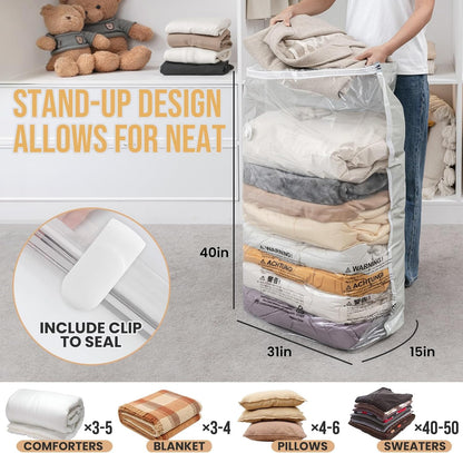 TAILI 6 Pack Vacuum Storage Bags, Jumbo Cube (31x40x15 Inch), Cream