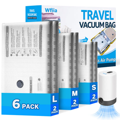 15 Packs Vacuum Bags for Travel with Rechargeable Pump, 3 Sizes Heavy Duty Vacuum Seal Bags for Clothing, Compression Vacuum Travel Bags for Luggage, Vacuum Packing Bags for Closet Organization