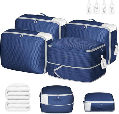 DIMJ Clothes Storage Bag 8 Pack, 19L Compression Storage Bags for Sweater, Closet, Sheet Storage Organizer with Window Handle, Compression Packing Cubes Space Saver Storage Bags with Zipper