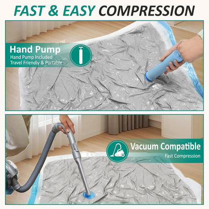 12 Jumbo Vacuum Storage Bags for Blankets & Bedding, Space Saver Bags