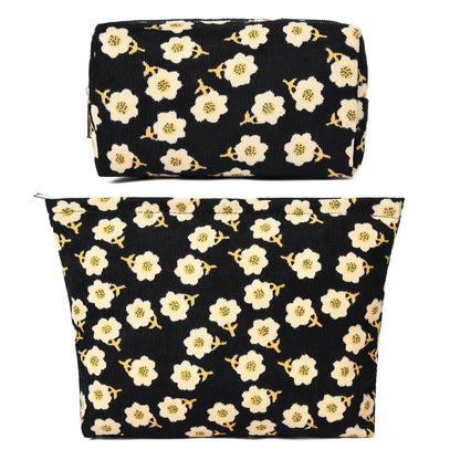 SOIDRAM 2 Pieces Makeup Bag Large Checkered Cosmetic Bag Capacity Canvas Mix Travel Toiletry Bag Organizer Cute Makeup Brushes Aesthetic Accessories Storage Bag for Women, Checkered Mix Rose Red