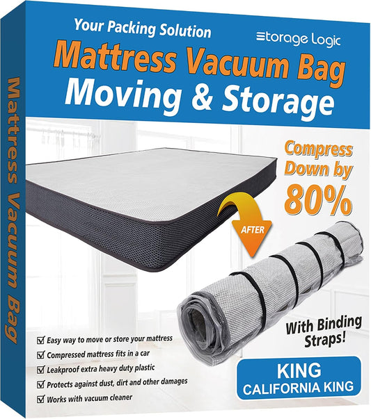 Foam Mattress Vacuum Bag with 4 Adjustable Straps, King/California-King