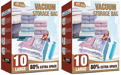 10 Jumbo Vacuum Storage Bags for Bedding, Vacuum Seal Bags for Clothing