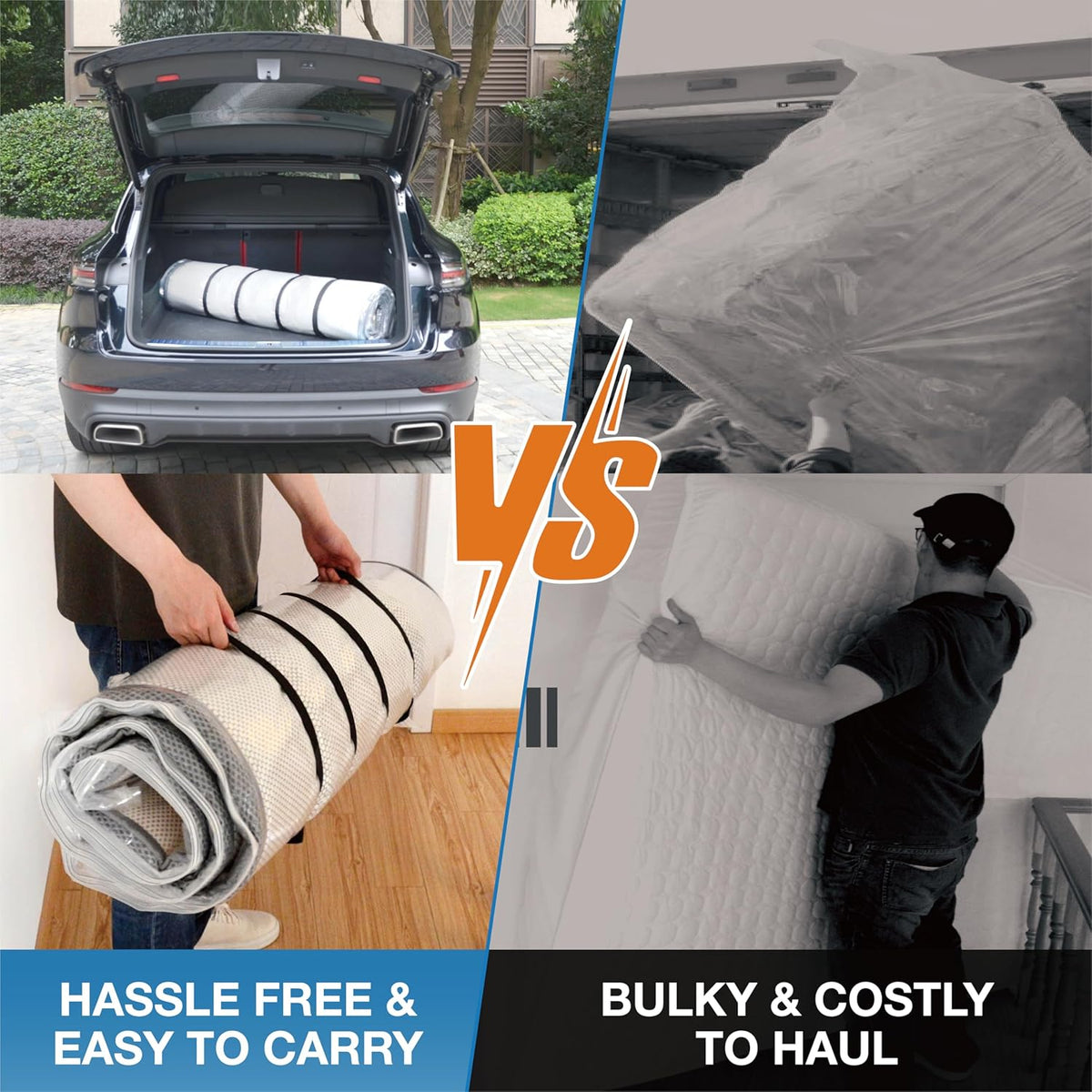 Foam Mattress Vacuum Bag with 4 Adjustable Straps, King/California-King