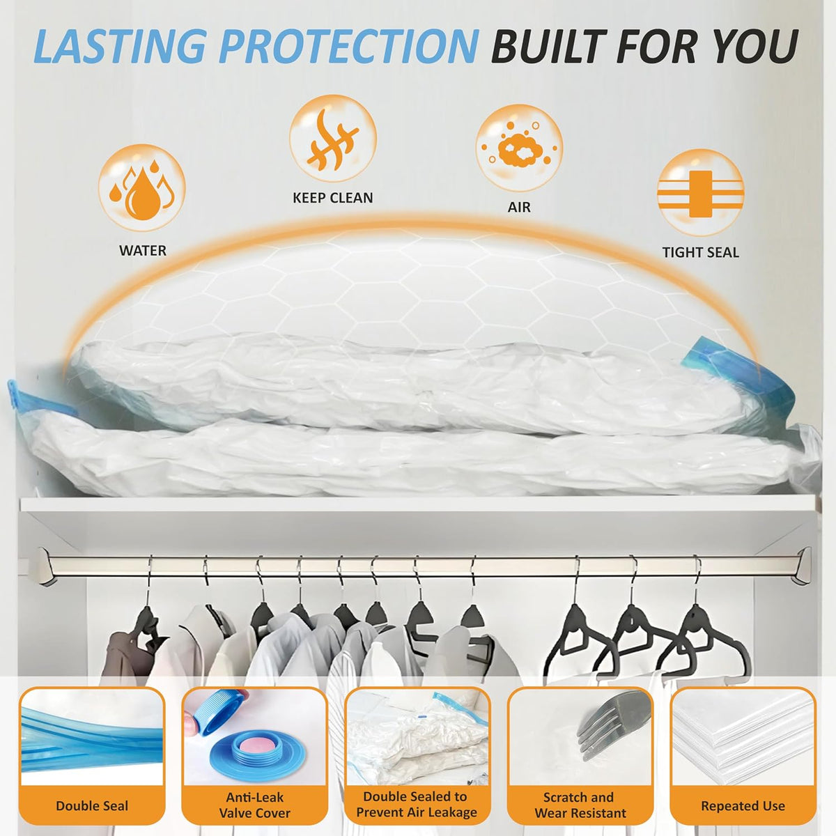 Vacuum Storage Bags with Hand Pump, Vacuum Seal Space Saver Bags,12 Large