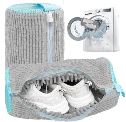 Shoe Washing Machine Bag,Laundry Shoe Bag for Washer and Dryer,Reusable Shoe Cleaning Bag for Sneakers,Tennis Shoes,With Self-locking Zipper, Microfiber Inside (1, Yellow)
