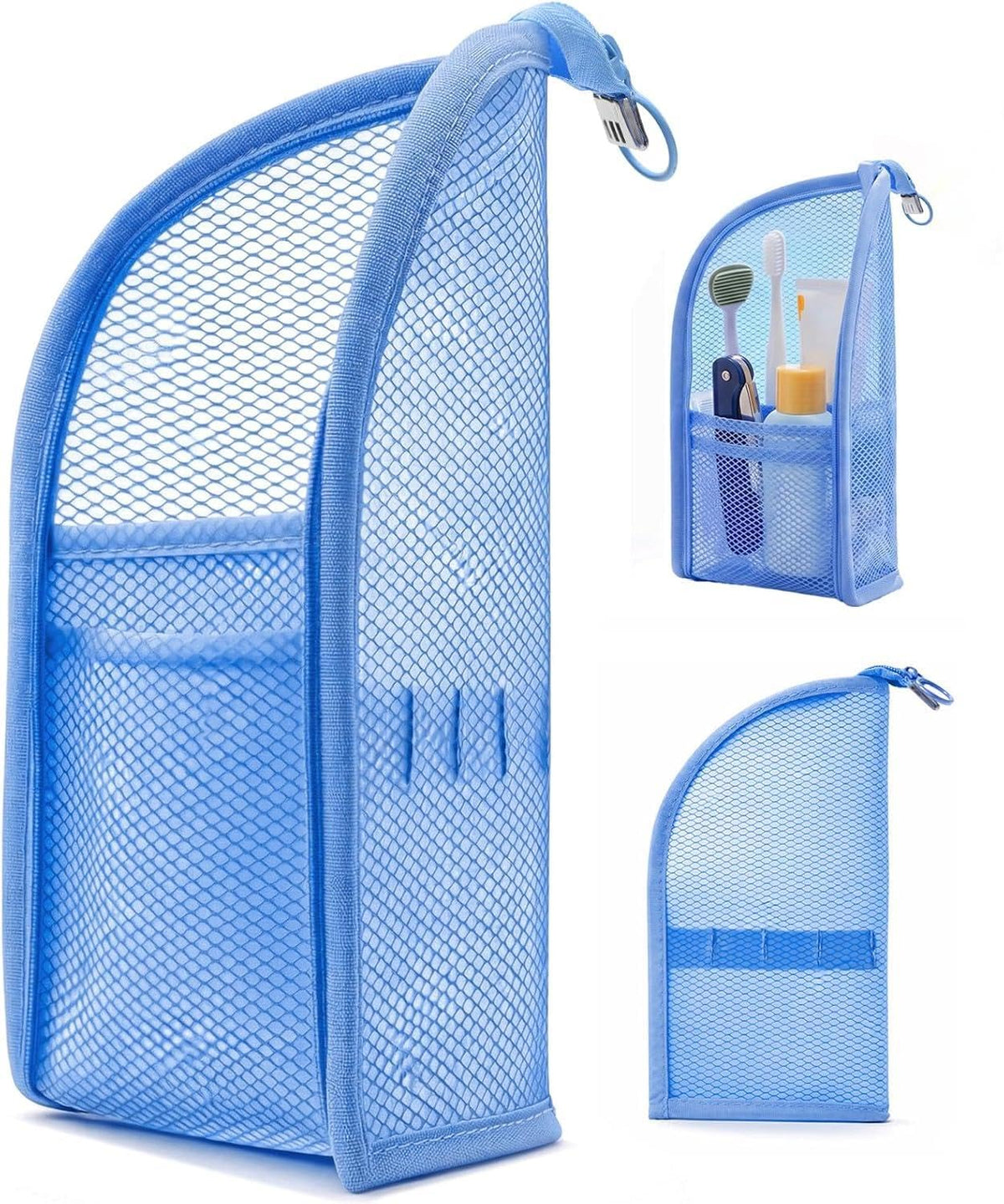 2Pcs Standing Travel Toiletry Bag, Portable Mesh Cosmetic Organizer