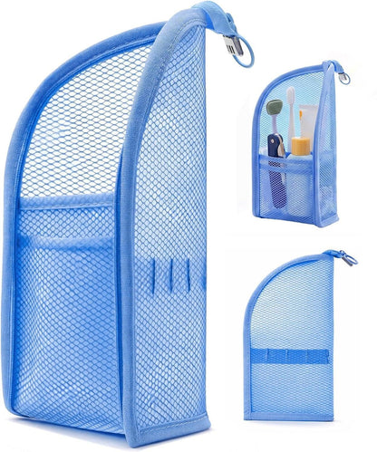 2Pcs Standing Travel Toiletry Bag, Portable Mesh Cosmetic Organizer