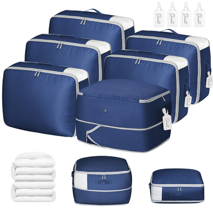 DIMJ Comforter Storage Bag 4 Pack - Blanket Storage Organizer Compression Bags, Large Capacity Ultra Space Saving Self Compression Organize for Bedding, Pillow, Duvet, Sheet Storage with Zipper Window