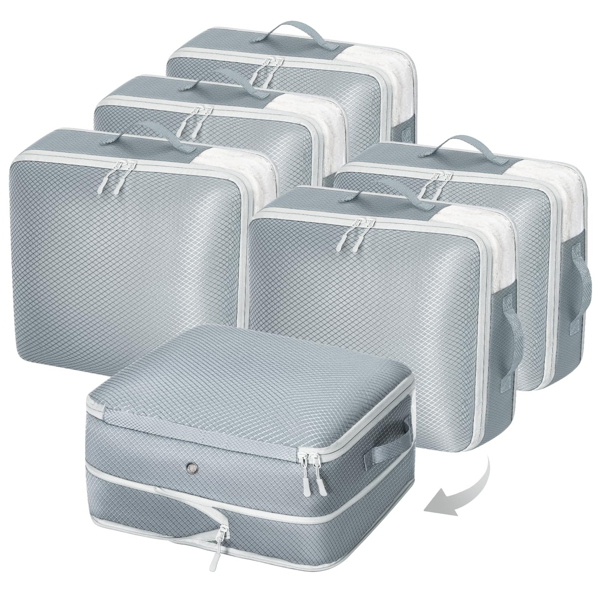 DIMJ Clothes Storage Bag 8 Pack, 19L Compression Storage Bags for Sweater, Closet, Sheet Storage Organizer with Window Handle, Compression Packing Cubes Space Saver Storage Bags with Zipper