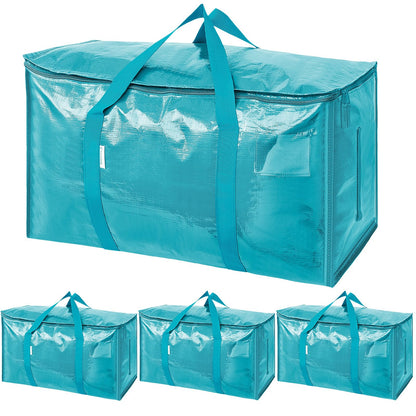 TICONN 6 Pack Extra Large Moving Bags Heavy Duty with Zippers & Carrying Handles, Durable Storage Bags Moving Boxes for Closet Organizers and Storage (6 Pack, Blue)