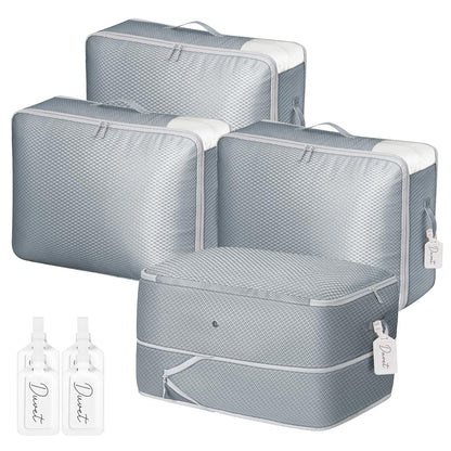 DIMJ Comforter Storage Bag 4 Pack - Blanket Storage Organizer Compression Bags, Large Capacity Ultra Space Saving Self Compression Organize for Bedding, Pillow, Duvet, Sheet Storage with Zipper Window