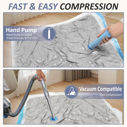 4 XXL Jumbo Vacuum Storage Bags for Bedding, Space Saver with Hand Pump