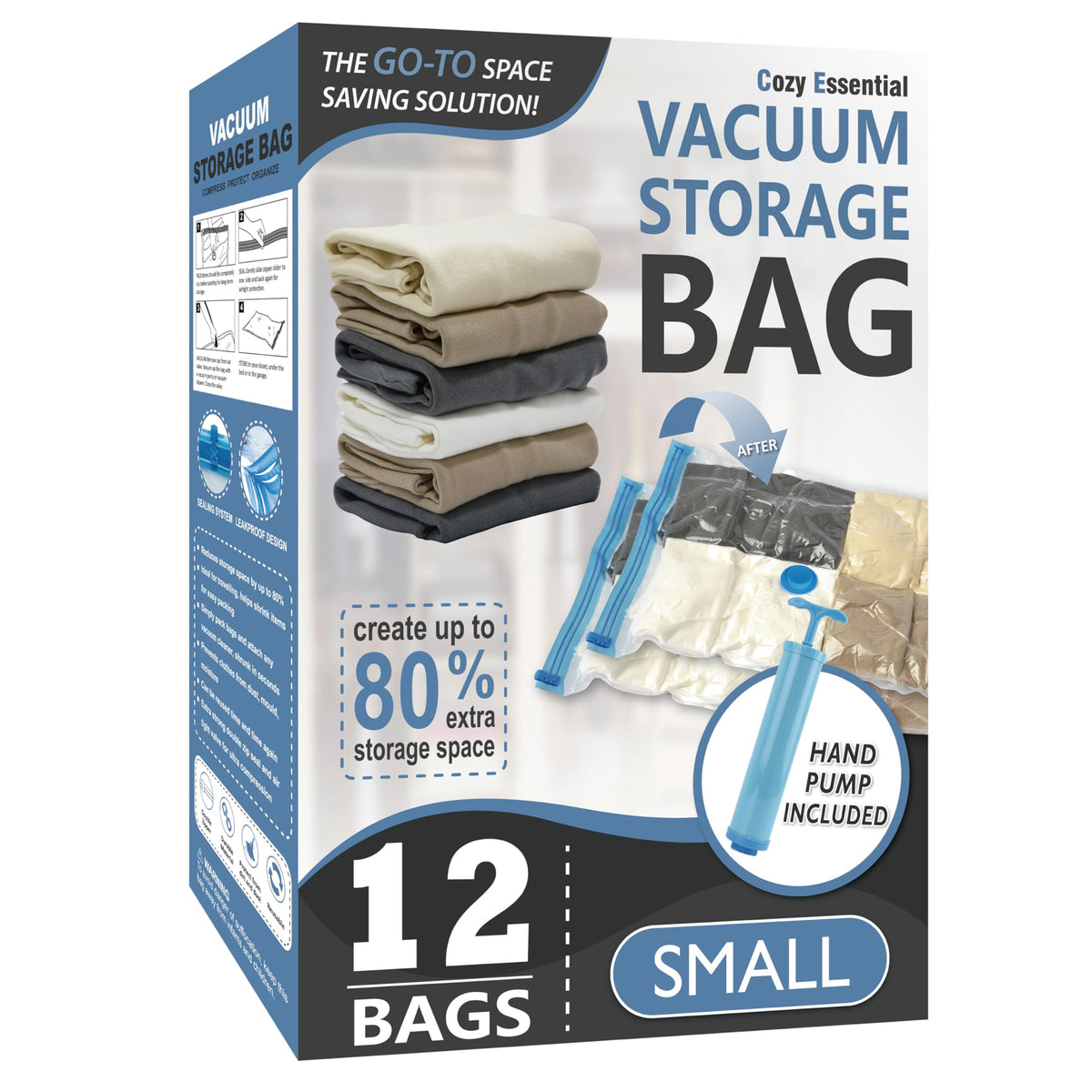 12 Jumbo Vacuum Storage Bags for Blankets & Bedding, Space Saver Bags