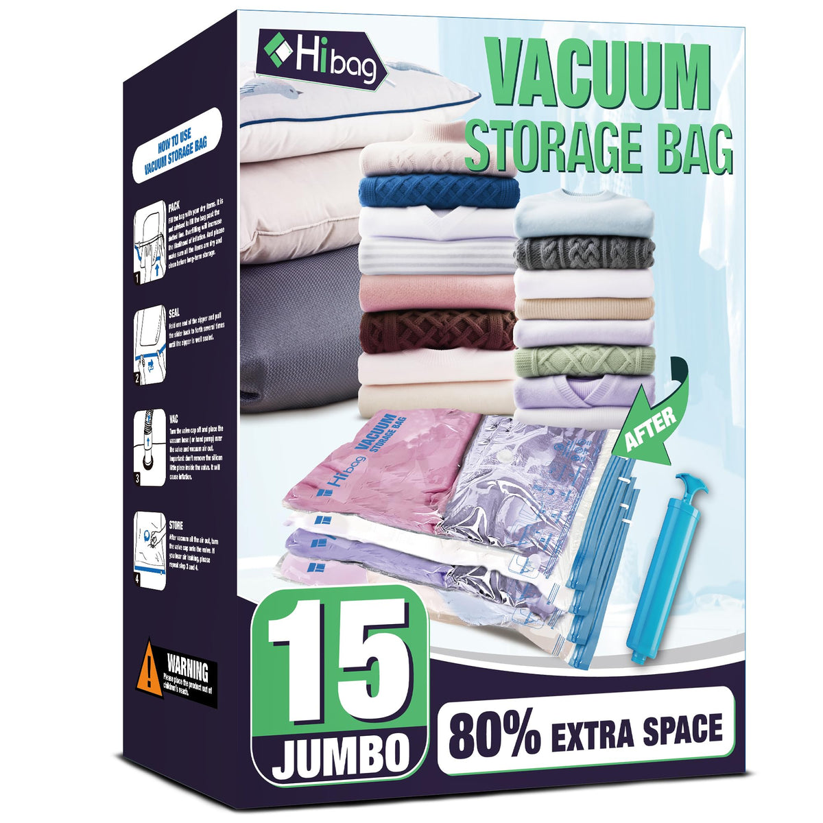 10 Jumbo Vacuum Storage Bags for Bedding, Vacuum Seal Bags for Clothing