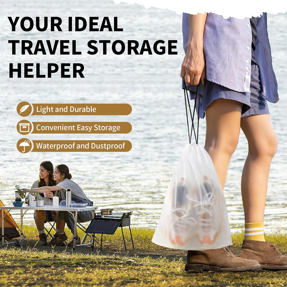 20 Pack Shoe Bags for Travel, Clear Travel Shoe Bags for Packing Waterproof