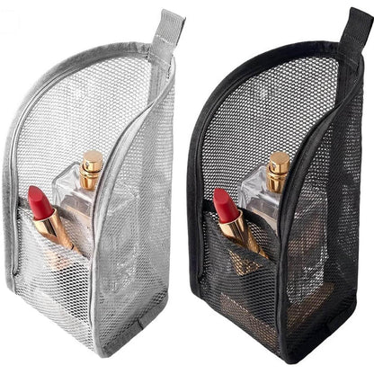 Standing Toiletry Bag, 2026 Upgrade Mesh Large Capacity Cosmetic Waterproof Bag, Portable Lightweight Travel Toiletry Bag Water Resistant Toiletries Storage Bag (White+Black 2Pack)