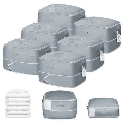 DIMJ Clothes Storage Bag 8 Pack, 19L Compression Storage Bags for Sweater, Closet, Sheet Storage Organizer with Window Handle, Compression Packing Cubes Space Saver Storage Bags with Zipper