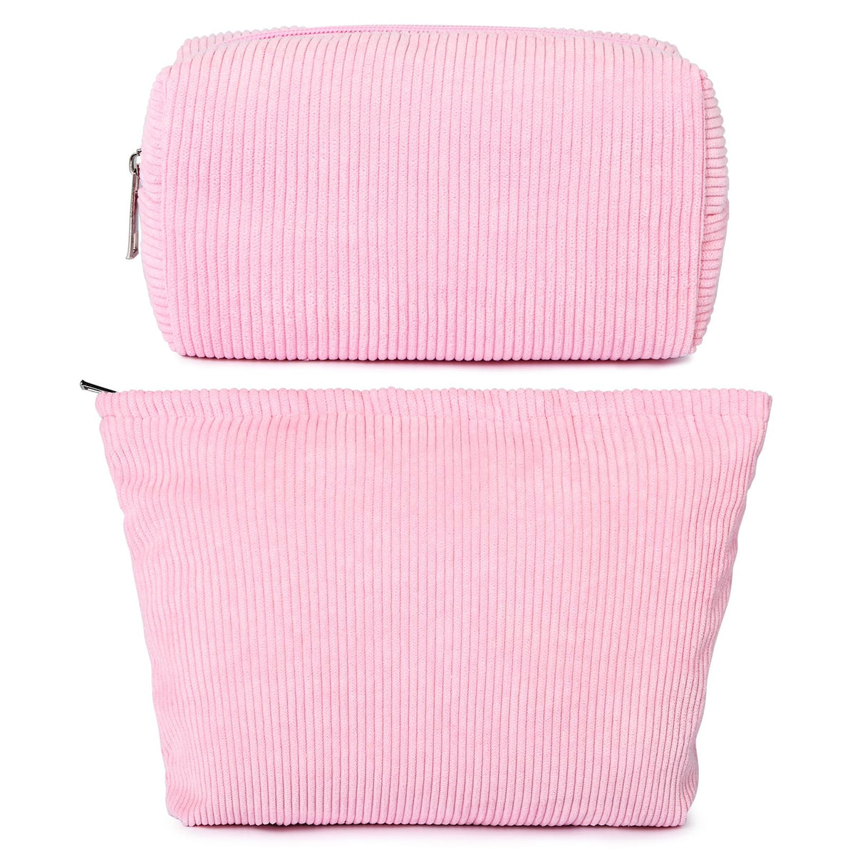 SOIDRAM 2 Pieces Makeup Bag Large Checkered Cosmetic Bag Capacity Canvas Mix Travel Toiletry Bag Organizer Cute Makeup Brushes Aesthetic Accessories Storage Bag for Women, Checkered Mix Rose Red