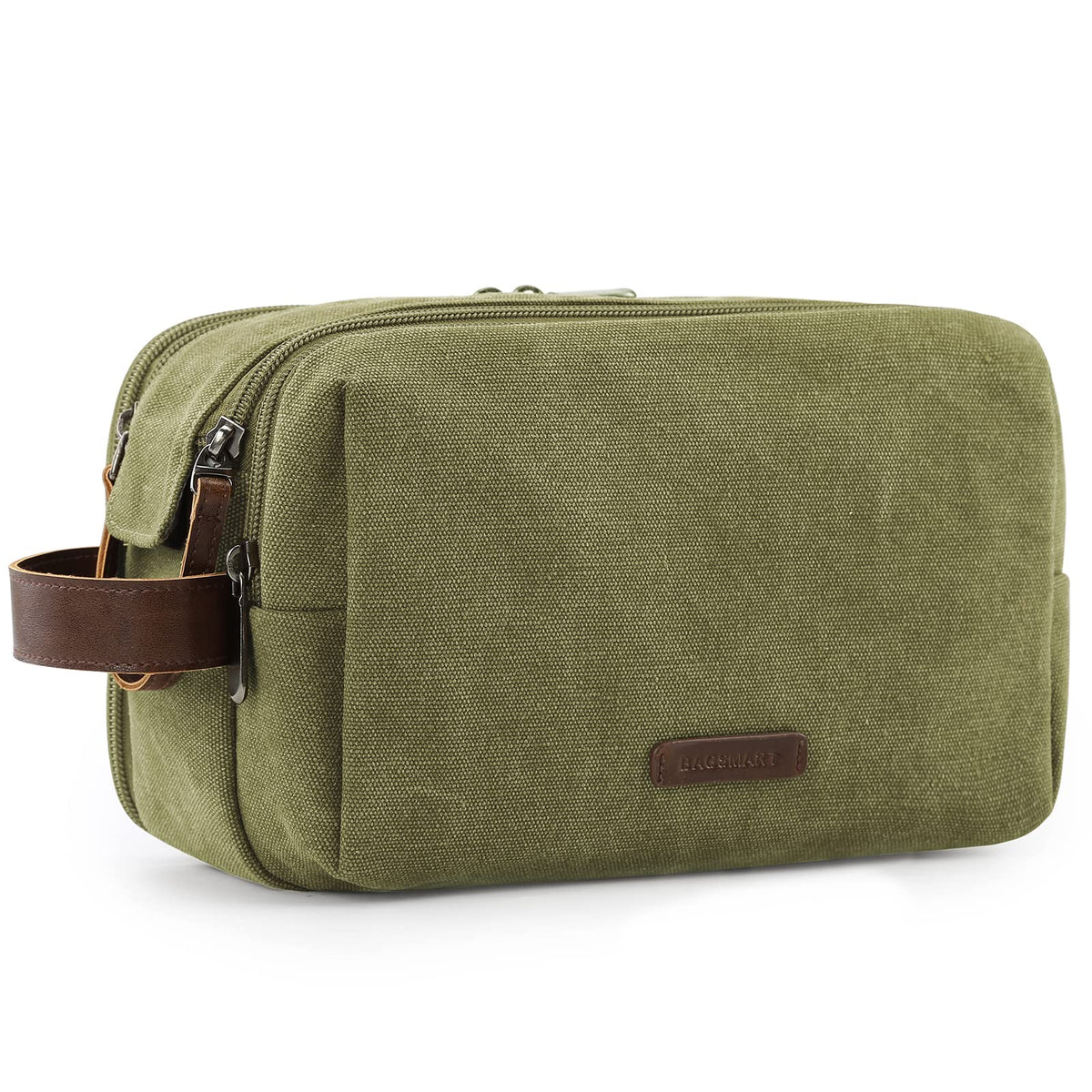BAGSMART Toiletry Bag for Men, Canvas Travel Toiletry Organizer Dopp Kit Water-resistant Shaving Bag for Toiletries Accessories,Grey-Medium