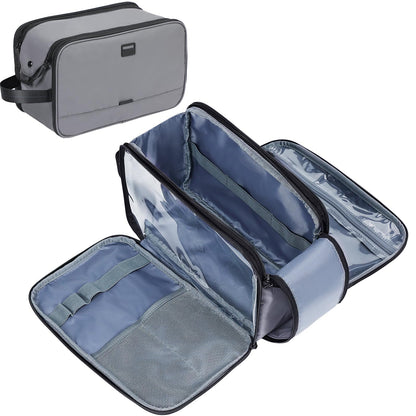 ZEEMO Travel Toiletry Bag for Men, Full Open Dopp Kit with Dual Compartment