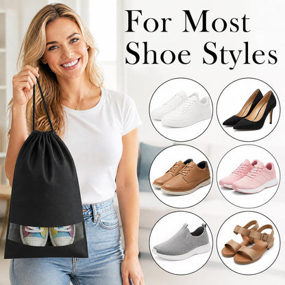 MEEZY 12 Pcs Black Shoe Bags for Travel Storage Packing Sneakers Beach