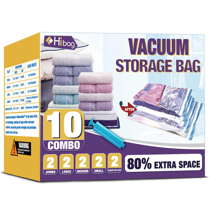 10 Jumbo Vacuum Storage Bags for Bedding, Vacuum Seal Bags for Clothing